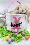 Personalized Easter Basket | Easter Bucket | Egg Basket | Kids Tote | Easter Bunny Bag | Bunny Tote | Pink Bunny Basket | Easter Bunny