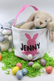 Personalized Easter Basket | Easter Bucket | Egg Basket | Kids Tote | Easter Bunny Bag | Bunny Tote | Pink Bunny Basket | Easter Bunny