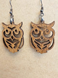 Wood Handmade Owl Dangle Earrings | Cute Laser Cut Owl Hanging Earrings | Beautiful Jewelry Gift | Lightweight Wood Earrings