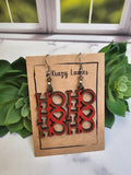 Wood Christmas Dangle Earrings | Christmas HO HO HO Hanging Earrings | Beautiful Jewelry Gift | Lightweight Wood Earrings | Christmas Gift