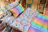 18 in Rainbow Doll Bedding Set for Girls  Doll Mattress Blanket Perfect Gifts for Baby Dolls or Pet Bed