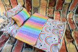 18 in Rainbow Doll Bedding Set for Girls  Doll Mattress Blanket Perfect Gifts for Baby Dolls or Pet Bed