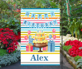 Personalized Happy Birthday Garden Flag - Custom Party Celebration - Birthday Flag