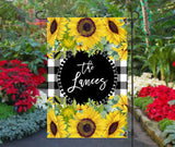 Welcome Personalized Sunflower Garden Flag for Summer - 12x18  Customized Family Name Flag