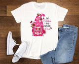 Breast Cancer Awareness Plus Size Raglan T-Shirt with Pink Gnome Print - Gifts for Mom