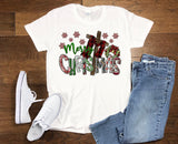 Womens Plus Size Christmas Cross Shirt  Festive Holiday Top for Ladies  Merry Christ Shirt