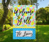 Personalized Welcome Yall Garden Flag - Lemons - 12x18 - Summer Garden Dcor