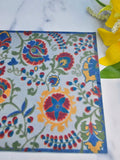 Floral Miniature Dollhouse Rug - Blue  Red  9 x 6 - Dollhouse Decor 12" or 18" Dolls